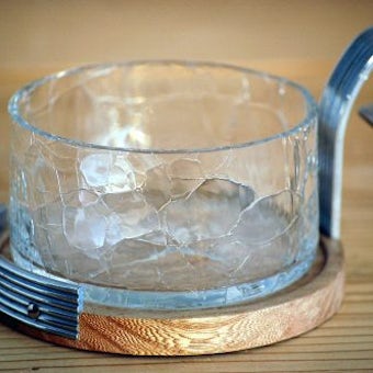 スウェーデンで見つけた木製台付きガラスのシュガーポットの商品写真