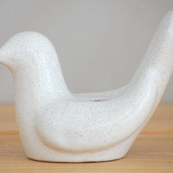スウェーデンで見つけた陶器の小鳥キャンドルスタンド（淡いピンク）の商品写真