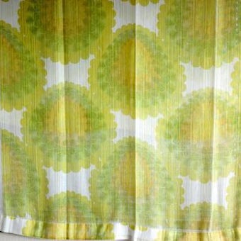 スウェーデンで見つけたヴィンテージカーテン2枚セット（ブラウン＆グリーン花柄）の商品写真