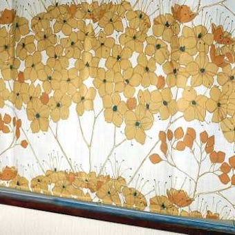 スウェーデンで見つけたヴィンテージカーテン1枚のみ（ブラウン花模様）の商品写真