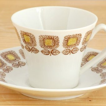 GEFLE(Upsala Ekeby)/ゲフル（ウプサラエクビイ）/HELIANTHUS/ひまわり模様のコーヒーカップ＆ソーサーの商品写真