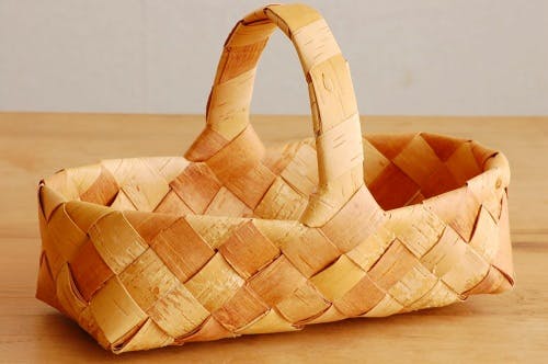 【取扱い終了】フィンランド/ハンドメイド/白樺/ハンドルバスケット（長方型）の商品写真