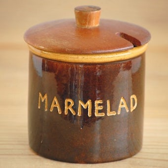 スウェーデン/HOGANAS/ホガナス/木蓋付き陶器のマーマレードポットの商品写真