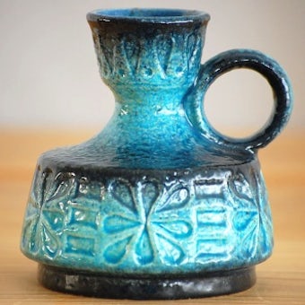 デンマークで見つけた陶器の花瓶（ブルー）の商品写真