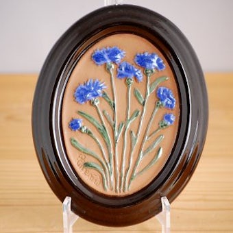 スウェーデン/GABRIEL/ガブリエル釜/陶板の壁飾り（青いお花）の商品写真