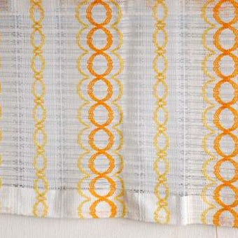 スウェーデンで見つけたヴィンテージカーテン２枚セット（ホワイト＆オレンジ）の商品写真