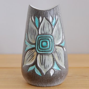 これはレア!!/Upsala Ekeby/ウプサラエクビイ/Mari Simmulson/陶器の花瓶（ブルーのお花）の商品写真