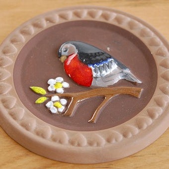 スウェーデンで見つけた小鳥の絵が可愛い陶板の壁掛けの商品写真