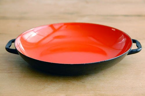 DANSK 赤いホーロー パエリアパン中型 DANSK 赤いホーロー パエリアパン中型 未使用】DANSK 箱入り 両手鍋 18