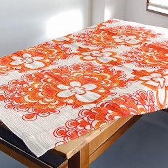 スウェーデンで見つけたヴィンテージカーテン（ホワイト×オレンジ）の商品写真