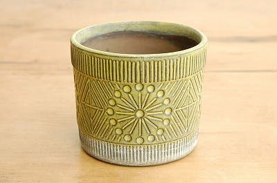 B216. 北欧陶器【Upsala Ekeby】ウプサラ エキュビ マリ・シムルソン「Manana」花瓶 高13.8cm / 花器花生花入壷 Upsala Ekeby⁄ウプサラエクビィ⁄陶器のバイキングのオブジェ - 北欧