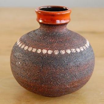 スウェーデン/GABRIEL/ガブリエル釜/陶器の花瓶（ブラウン・丸型）の商品写真