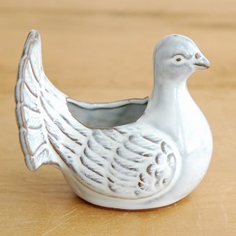 デンマークで見つけた陶器の小鳥オブジェ（ホワイト）の商品写真