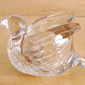 スウェーデンで見つけたガラス製キャンドルカップ/キャンドルスタンド（小鳥）の商品写真