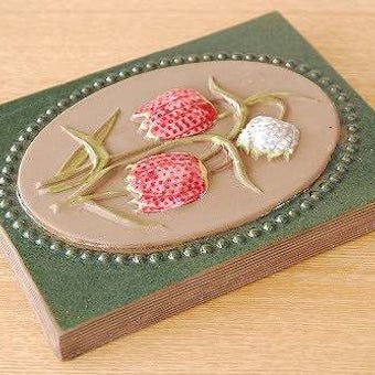 スウェーデン/JIE釜/陶板の壁掛け（ピンクと白のお花）の商品写真