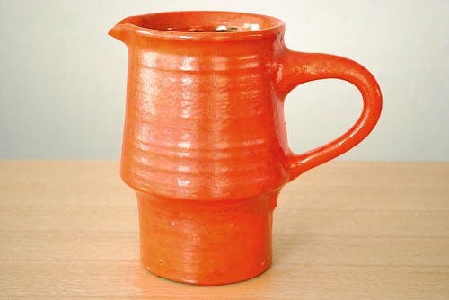 スウェーデンで見つけた陶器のピッチャー（オレンジ） - 北欧、暮らし