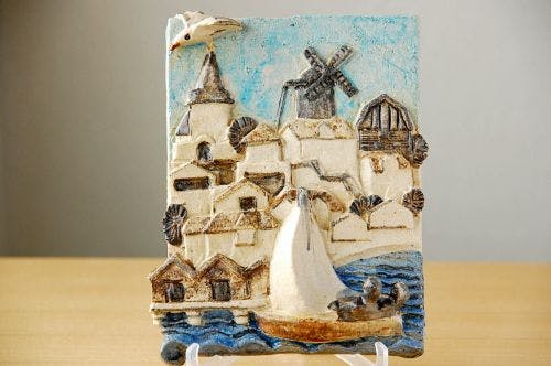 ドイツ陶板画　陶器　ワグナー好きな方 マイセン「婦人と遊び友達 」ハインツ・ヴェルナー 陶板画 23x23
