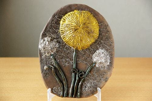 スウェーデンで見つけた陶板飾り（タンポポ） - 北欧、暮らしの