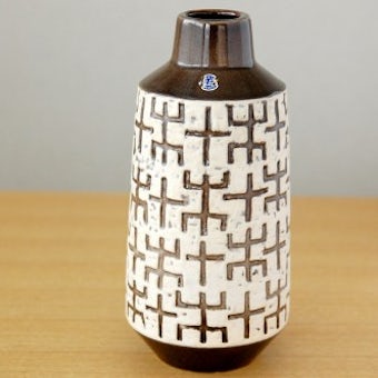 Upsala Ekeby/ウプサラエクビイ/Mari Simmulson/陶器の花瓶（ホワイト×ブラウン）の商品写真