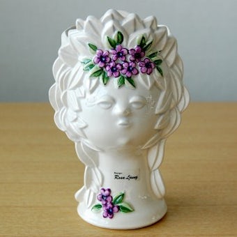 Rosa Ljungデザイン/陶器の花瓶（女性の顔）の商品写真