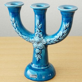 Rosa Ljungデザイン/陶器のキャンドルスタンド（ブルー）の商品写真