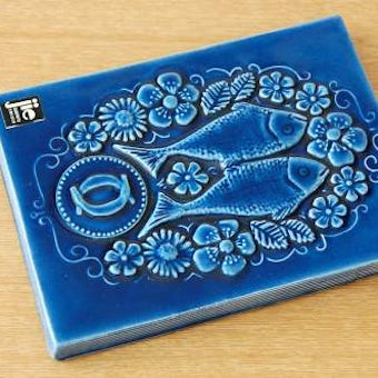 スウェーデン/JIE釜/陶板の壁掛け（魚座・ブルー）の商品写真