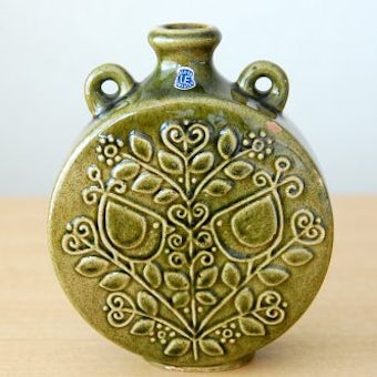 Upsala Ekeby/ウプサラエクビイ/陶器の花瓶（少々難あり・モスグリーン）の商品写真
