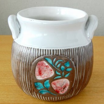 Upsala Ekeby/ウプサラエクビイ/Mari Simmulson/持ち手つき陶器のジャムポット（果物模様）の商品写真