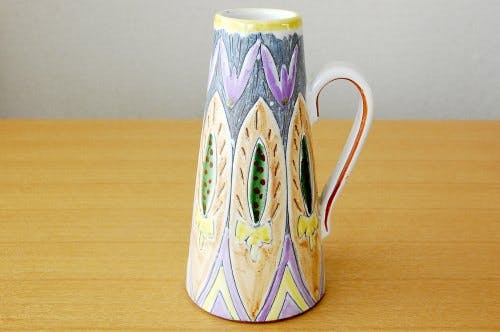 スウェーデン製/LAHOLM/模様が美しい陶器の花瓶 - 北欧、暮らし