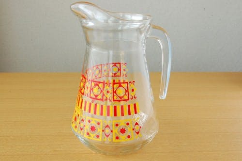 フランス製/レトロな模様のピッチャー（クリア） - 北欧、暮らし