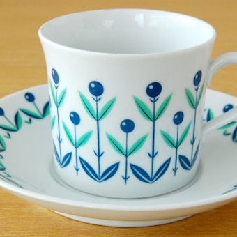 Upsala Ekeby/ウプサラ・エクビィ/KARLSKLRONA釜/実のようなお花の描かれたコーヒーカップ＆ソーサーの商品写真