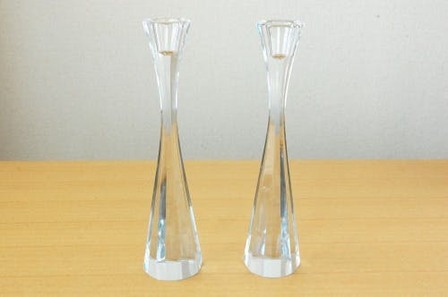 スウェーデンで見つけたガラス製キャンドルスタンド2個セットの商品写真