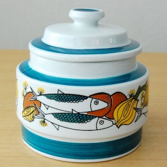 ノルウェー/STAVANGERFLINT/陶器のキャニスター（魚と野菜）の商品写真