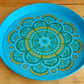 スウェーデンで見つけたブリキのトレー(ブルー)の商品写真