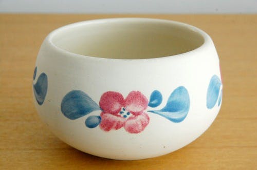 スウェーデン/GABRIEL釜/陶器のボウル（ピンク×ブルーのお花模様