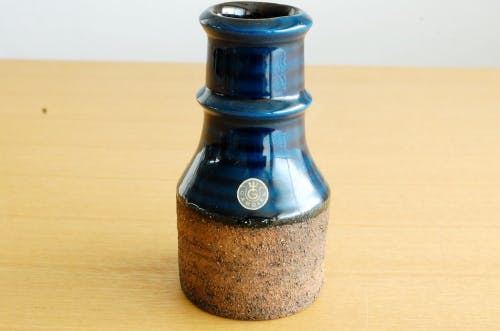 スウェーデン/GABRIEL釜/陶器の花瓶（ブルーのボーダー）の商品写真