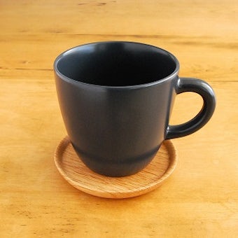 【取扱い終了】Hoganas Keramik/コーヒーマグ&ウッドソーサー/グレーマットの商品写真