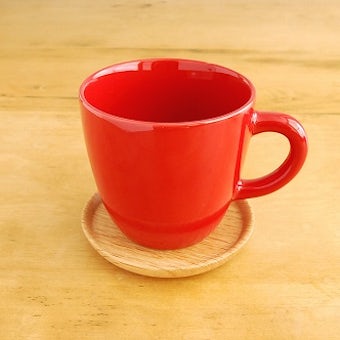 【取扱い終了】Hoganas Keramik/コーヒーマグ&ウッドソーサー/レッドの商品写真