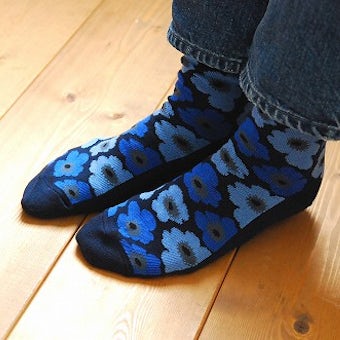 【取扱い終了】marimekko/靴下/ウニッコ柄（ダークブルー×ブルー）/サイズ34-36（22.5～23cm）の商品写真