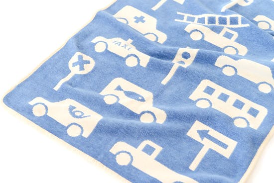 【取り扱い終了】KLIPPAN/クリッパン/コットンミニブランケット/車（ブルー）の商品写真