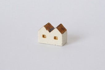 よしおかれい/家のオブジェ/2軒ならびの家(ブラウン)の商品写真