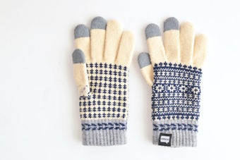 EVOLG/FLEUR/ショート手袋(バニラ×ネイビー×グレー)の商品写真
