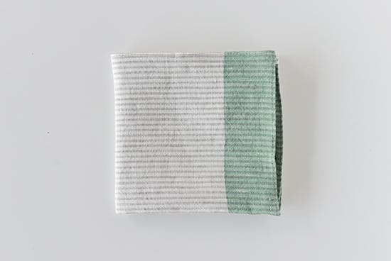 【取り扱い終了】motta/ハンカチ/細ストライプ（ミドリ）の商品写真