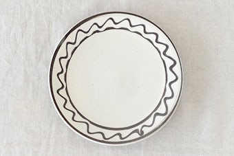 【取扱い終了】丹窓窯/スリップウェア/いっちん描き/丸皿 19cm(白)の商品写真