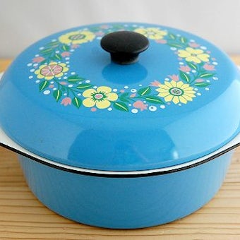 KOCKUMS/コクムス/ホーロー製キャセロール（両手鍋）/ブルー花柄の商品写真