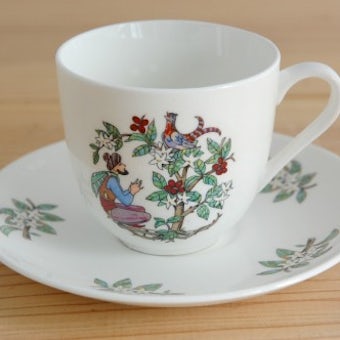 GUSTAVSBERG/グスタフスベリ/珍しいコーヒーカップ＆ソーサー（男性と木と鳥）の商品写真
