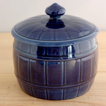 RORSTRAND/ロールストランド/陶器のキャニスター（ブルー、樽型）の商品写真