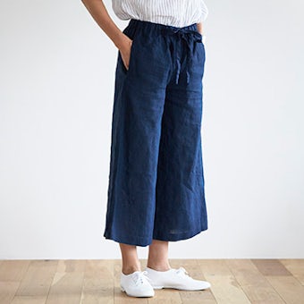 【取扱い終了】FLW/エフエルダブリュー/リネンパンツ/ガウチョ(ブルー)の商品写真