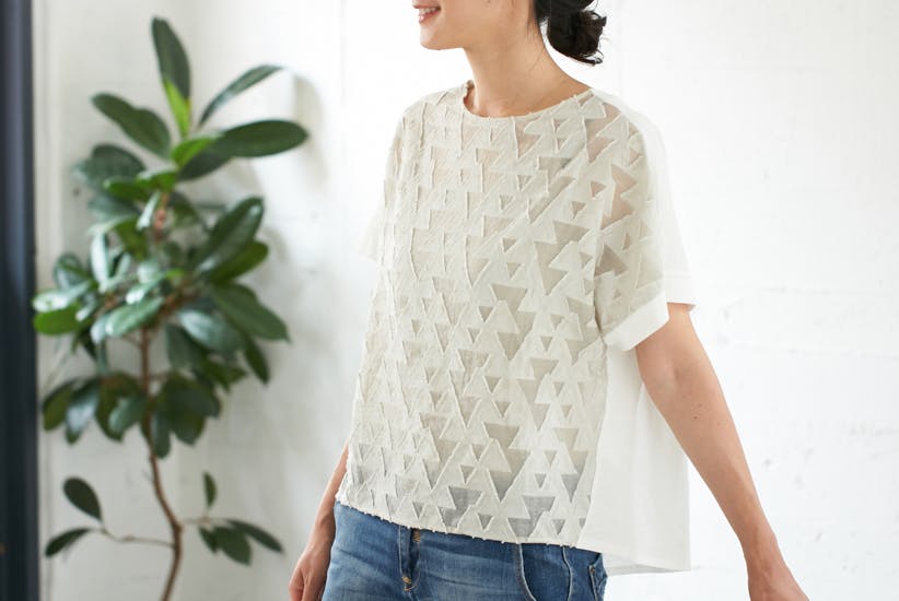 【今季終了】【数量限定】RAPUCALUSON/ラプカルソン/サンカク柄カットソー（オフホワイト）の商品写真