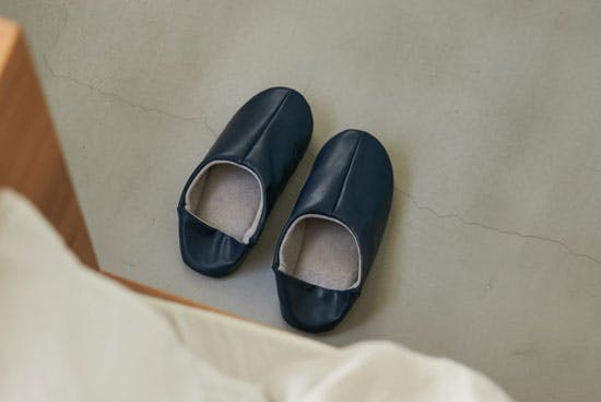 「パイル素材が心地よい」2WAYバブーシュ / ネイビー / L（23.5〜25.5cm）の商品写真